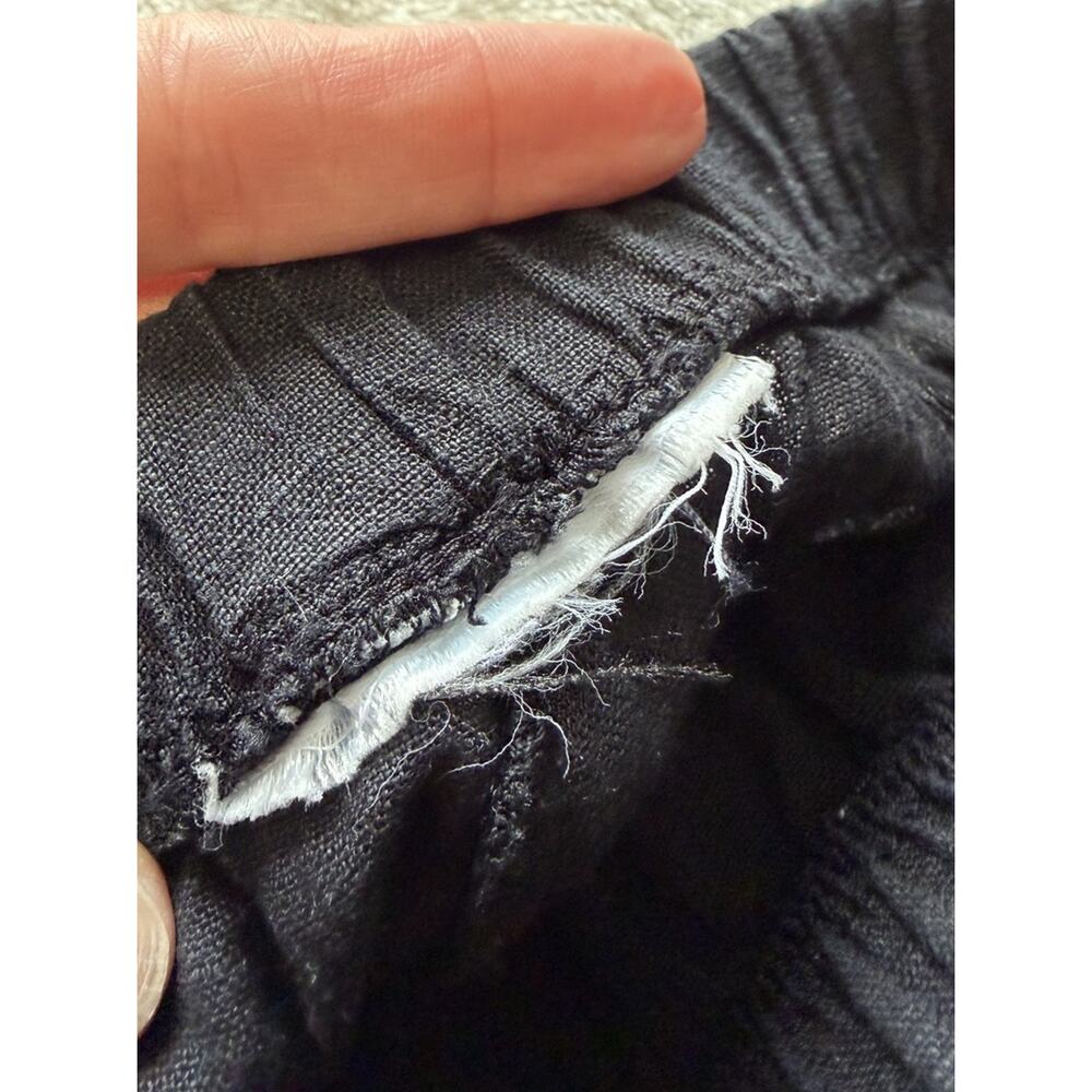 Bryn Walker 100% Linen Pants Women’s M Black Wide Leg Lagenlook Pull On Cropped - Picture 8 of 15